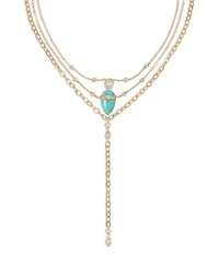 Turquoise Solstice Turquoise & Cubic Zirconia Convertible Layered Lariat Necklace, 15"-19"