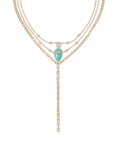 Ettika Turquoise Solstice Turquoise & Cubic Zirconia Convertible Layered Lariat Necklace, 15-19