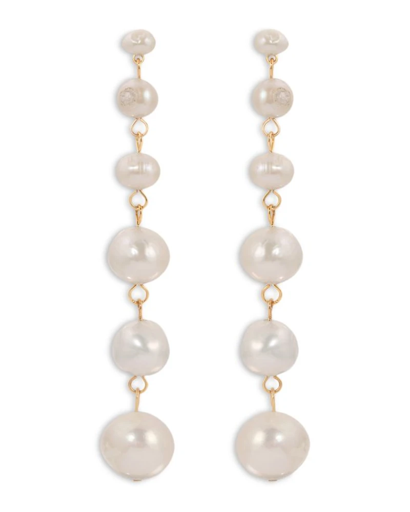 Cultured Freshwater Pearl Linear Drop Earrings