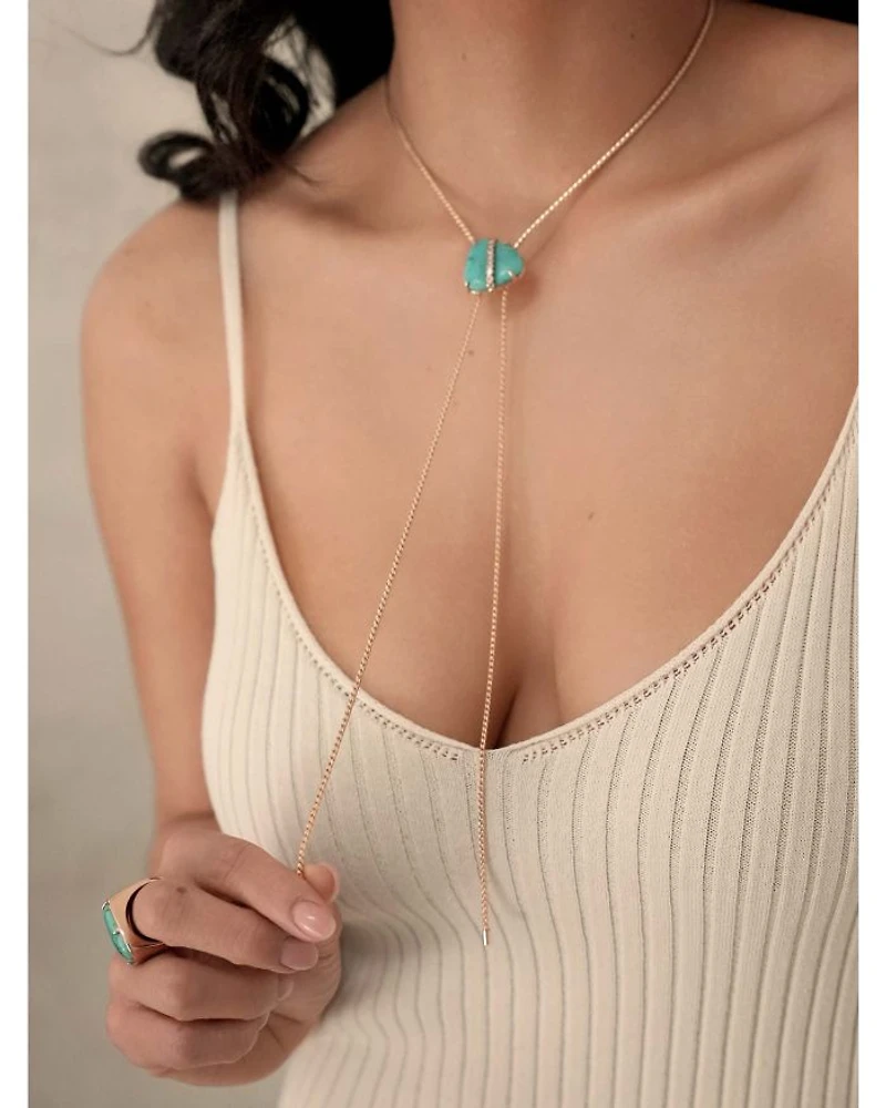Turquoise Solstice Turquoise & Cubic Zirconia Lariat Necklace, 33"