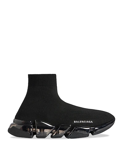 Balenciaga Men's Speed 2.0 Full Clear Sole Knit Sneakers