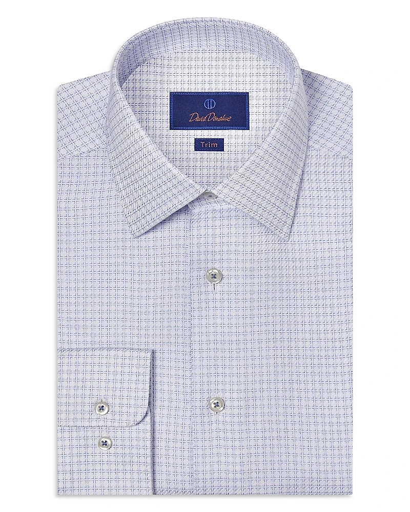 David Donahue Trim Fit Box Dobby Dress Shirt