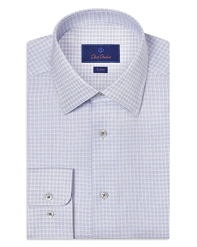 David Donahue Trim Fit Box Dobby Dress Shirt