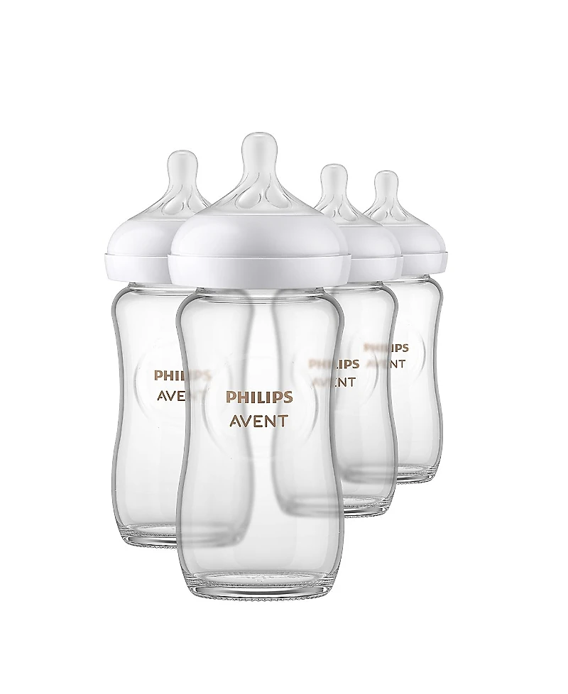 Philips Avent Glass Natural Baby Bottle With Natural Response Nipple, 8oz, 4 Pack