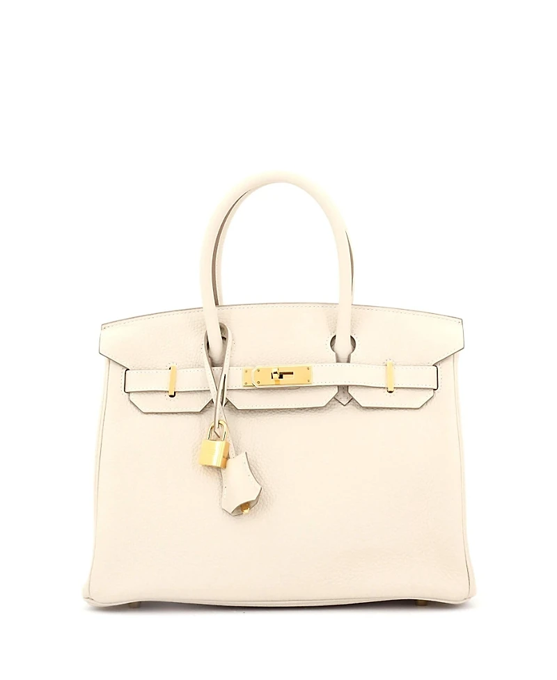 Pre-Owned HERMES Birkin 30 Handbag Light Clemence with Gold Hardware