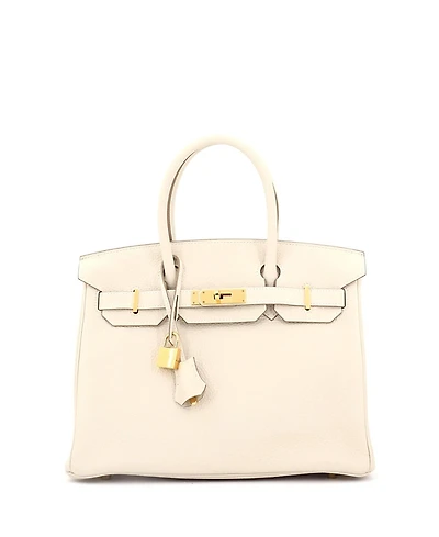 Pre-Owned HERMES Birkin 30 Handbag Light Clemence with Gold Hardware