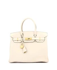 Pre-Owned HERMES Birkin 30 Handbag Light Clemence with Gold Hardware