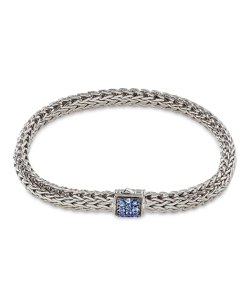 John Hardy Sterling Silver Icon Bracelet with Blue Pave Sapphire