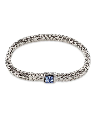 John Hardy Sterling Silver Icon Bracelet with Blue Pave Sapphire
