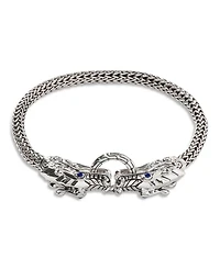Sterling Silver Legends Naga Blue Sapphire Double Dragon Chain Bracelet