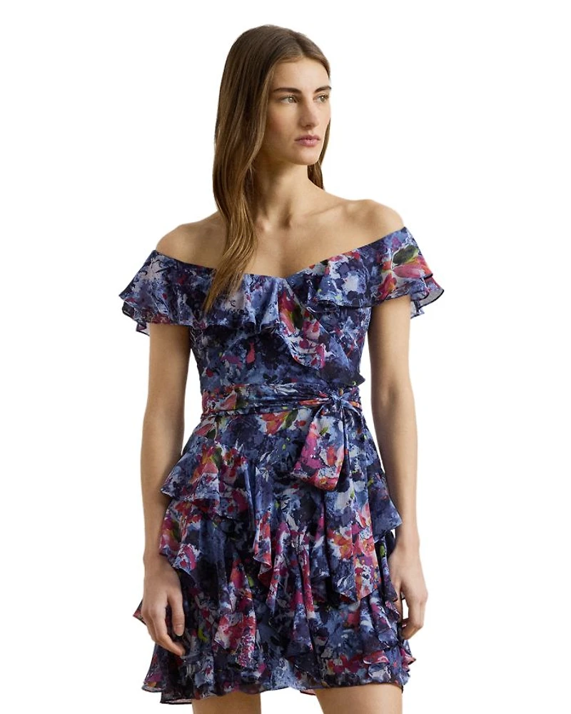 Print Off The Shoulder Cocktail Dress