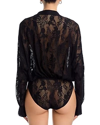 Lace Super Oversized Boyfriend Shirt Bodysuit