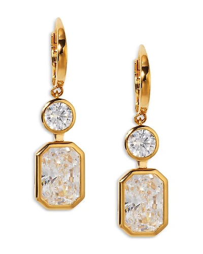 Bklyn Cubic Zirconia Double Stone Drop Earrings