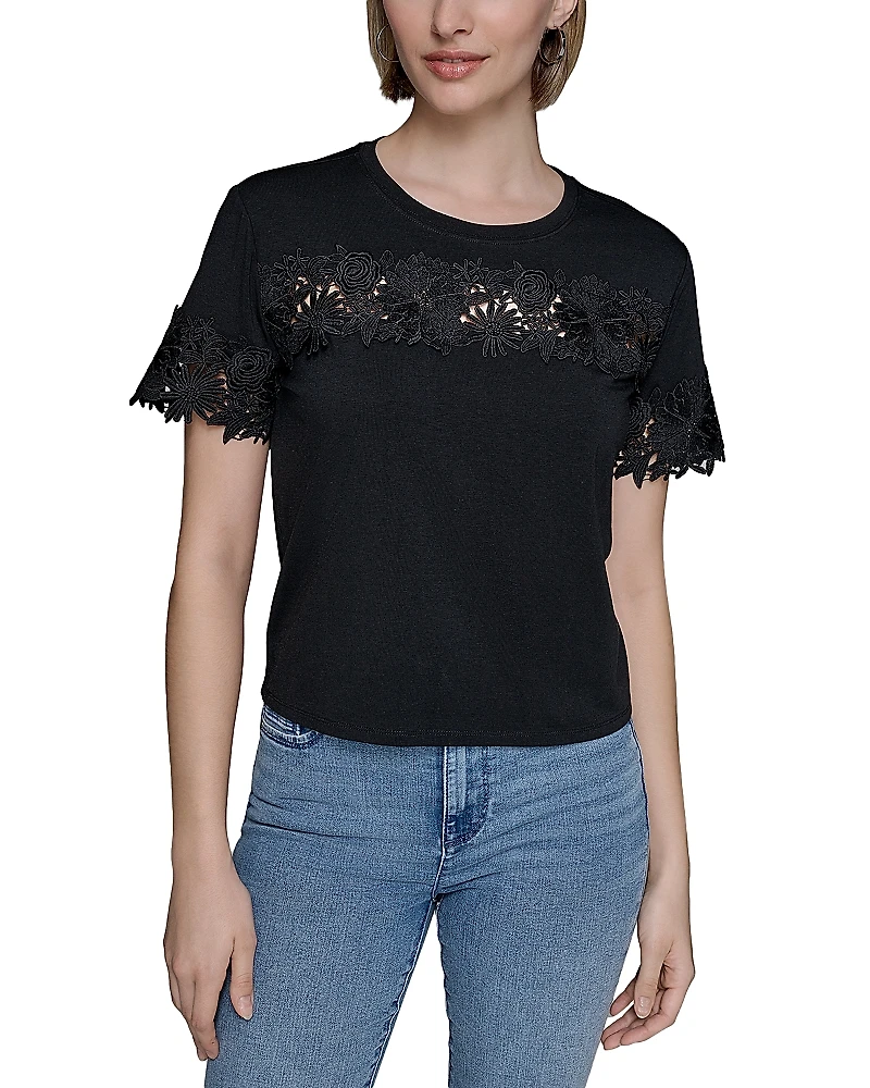 Karl Lagerfeld Paris Lace Trim Tee