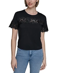 Karl Lagerfeld Paris Lace Trim Tee