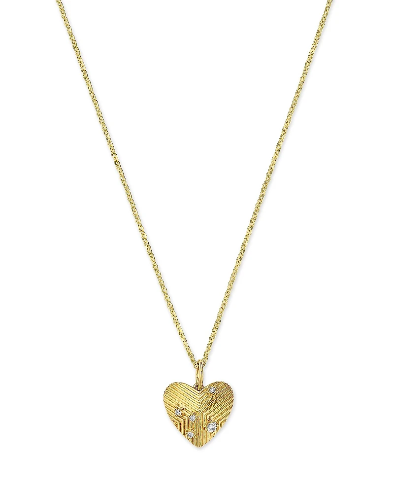Sydney Evan 14K Yellow Gold Diamond Scatter Heart Pendant Necklace, 18