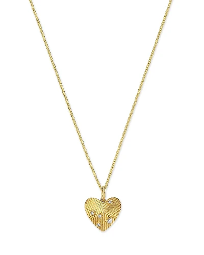 Sydney Evan 14K Yellow Gold Diamond Scatter Heart Pendant Necklace, 18