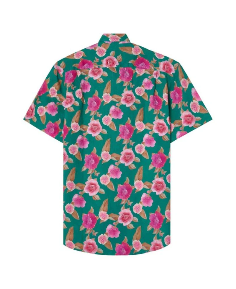 Morgan Floral Print Linen Short Sleeve Shirt