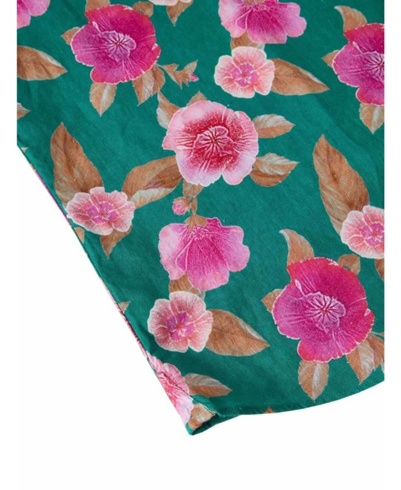Morgan Floral Print Linen Short Sleeve Shirt