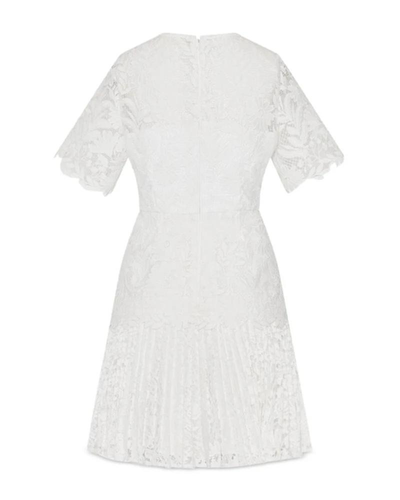 Nikoletta Mixed Laces Pleated Combo Mini Dress