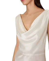 Hammered Satin Cowl Neck Gown