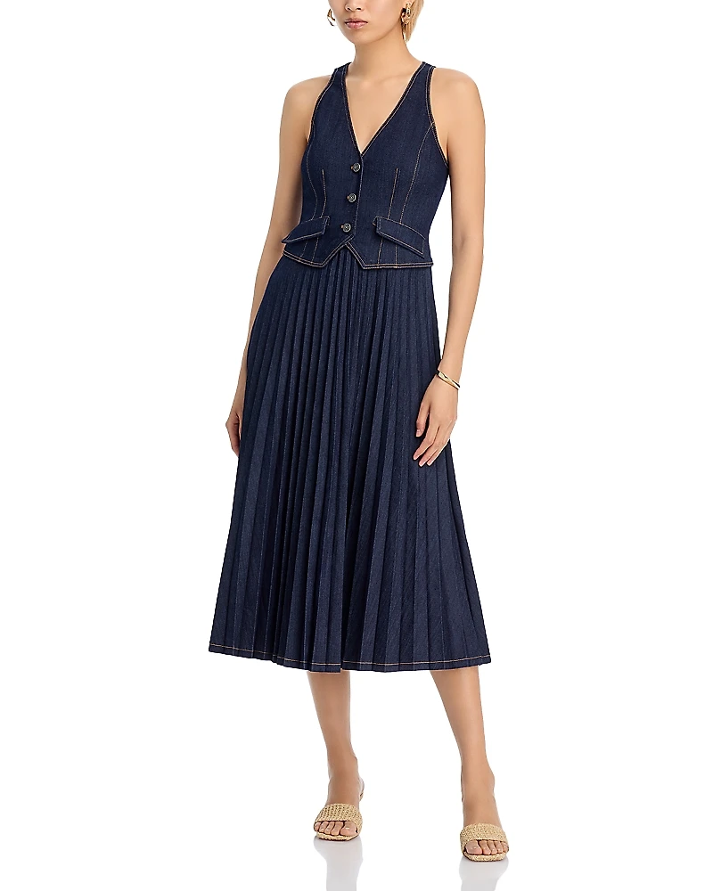 Cinq a Sept Esther Sleeveless Denim Midi Dress