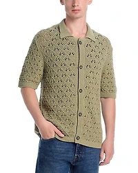 Hugo Sommp Crotchet Knit Regular Fit Button Down Shirt