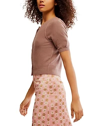 Isla Wool Blend Solid Short Sleeve Cardigan