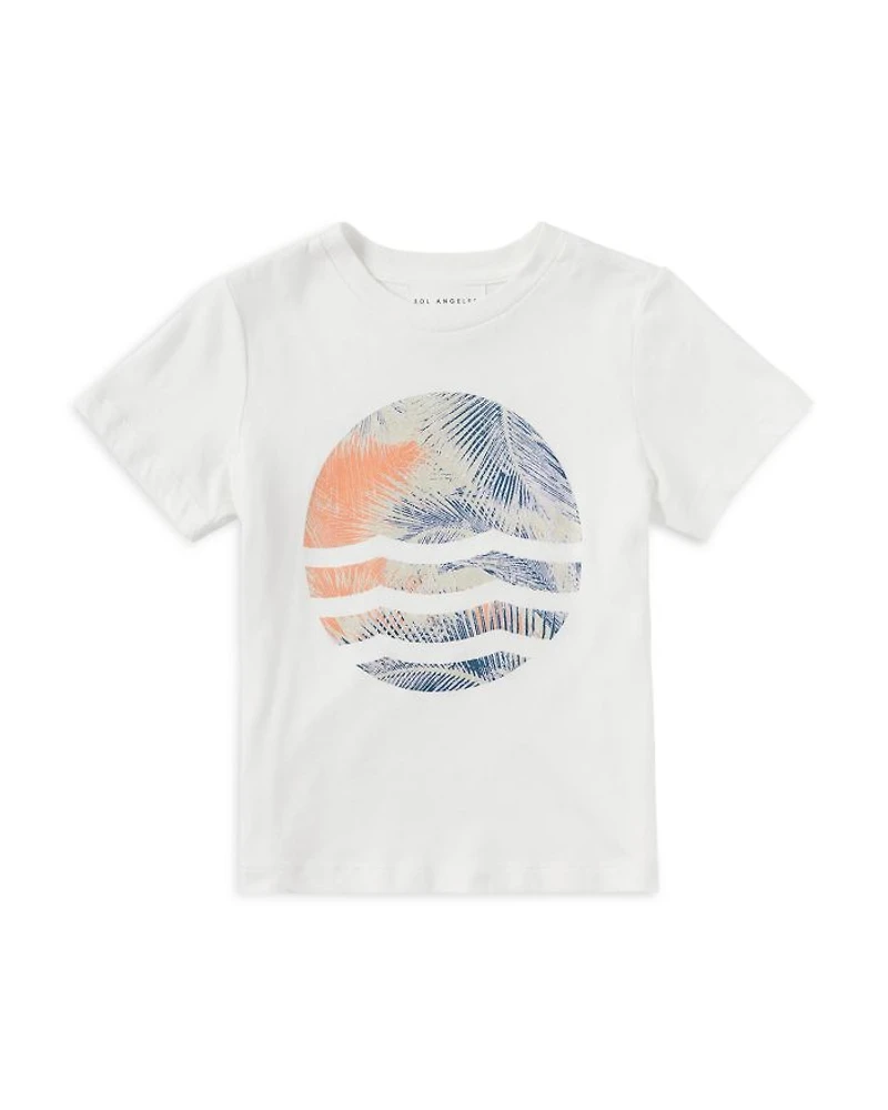 Unisex Coral Palm Waves Cotton Tee - Little Kid, Big Kid