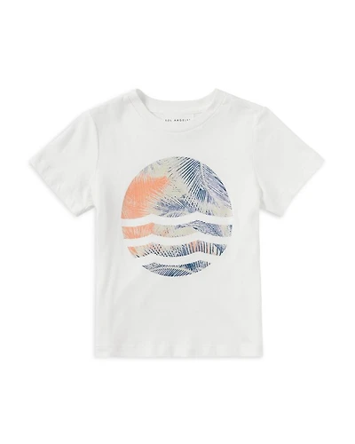Unisex Coral Palm Waves Cotton Tee - Little Kid, Big Kid