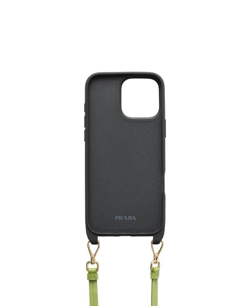 Saffiano Leather Case For Iphone 16 Pro Max With Shoulder Strap