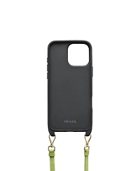 Saffiano Leather Case For Iphone 16 Pro Max With Shoulder Strap