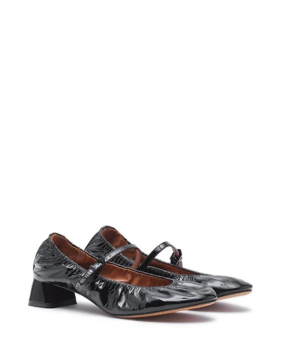 Women's Heeled Glossy Leather Mary Jane Pump