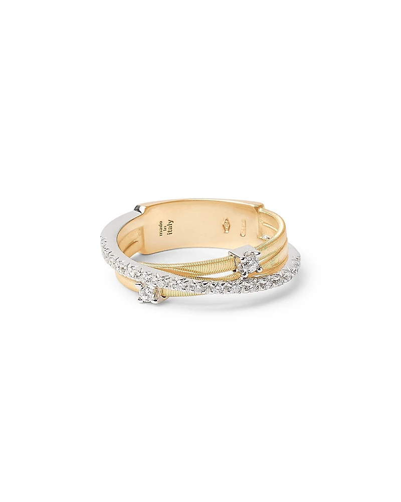 Marco Bicego 18K White & Yellow Gold Goa Diamond Three Strand Ring