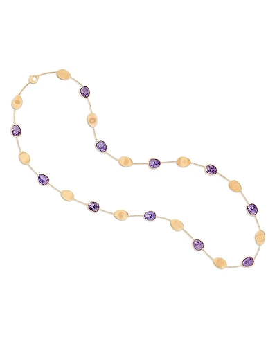 Marco Bicego 18K Yellow Gold Lunaria Charoite & Textured Petal Long Statement Necklace, 36