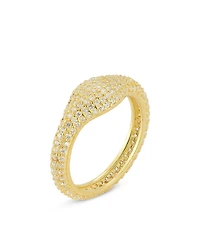 Aqua Pave Signet Dome Ring