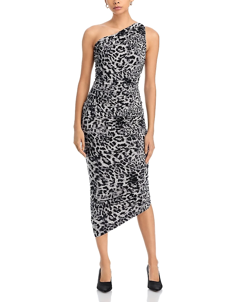 Norma Kamali Diana Printed Asymmetric Gown