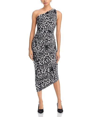 Norma Kamali Diana Printed Asymmetric Gown