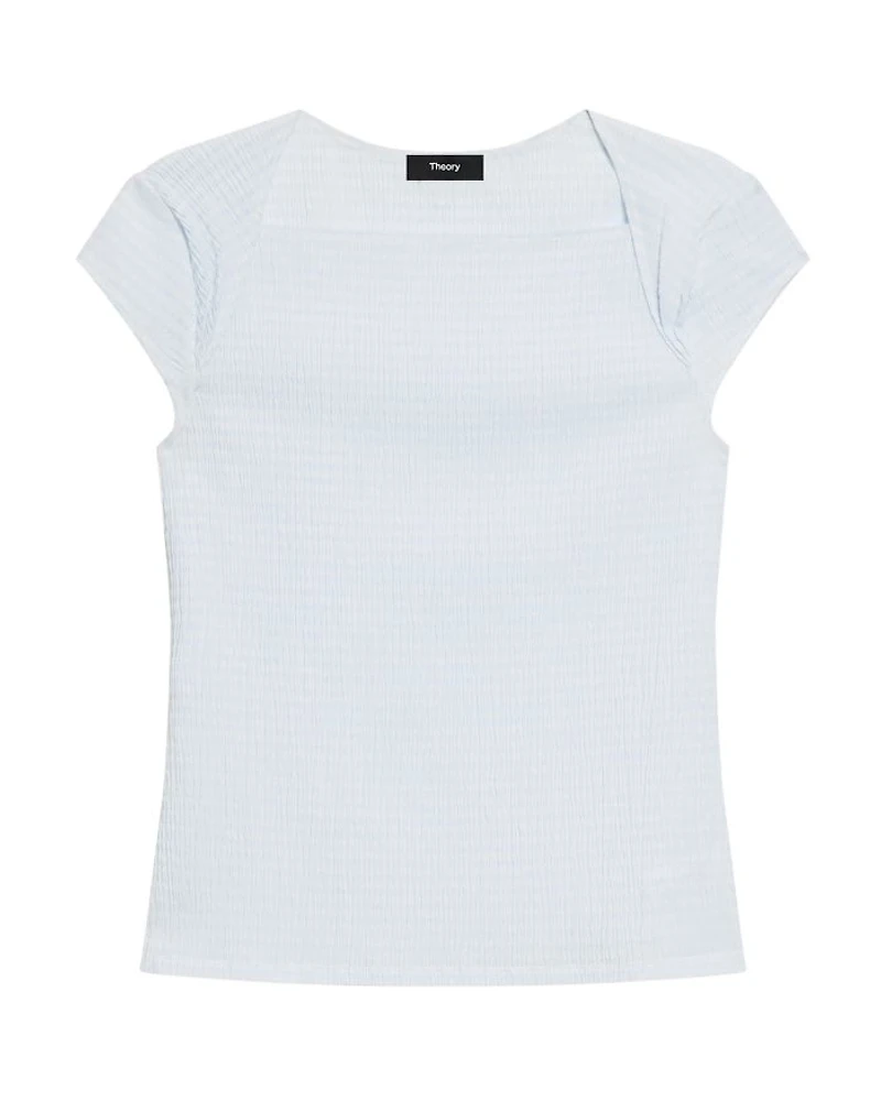 Draped Cap Sleeve Crinkle Top