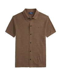 Textured Short Sleeve Cotton-Linen Shirt
