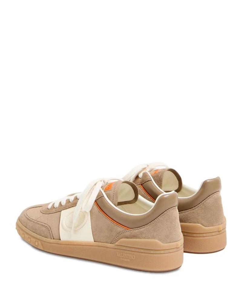 Men's Embroidered La Greca Suede Sneakers
