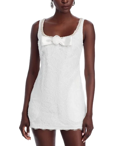 White Tulle Lace Mini Dress
