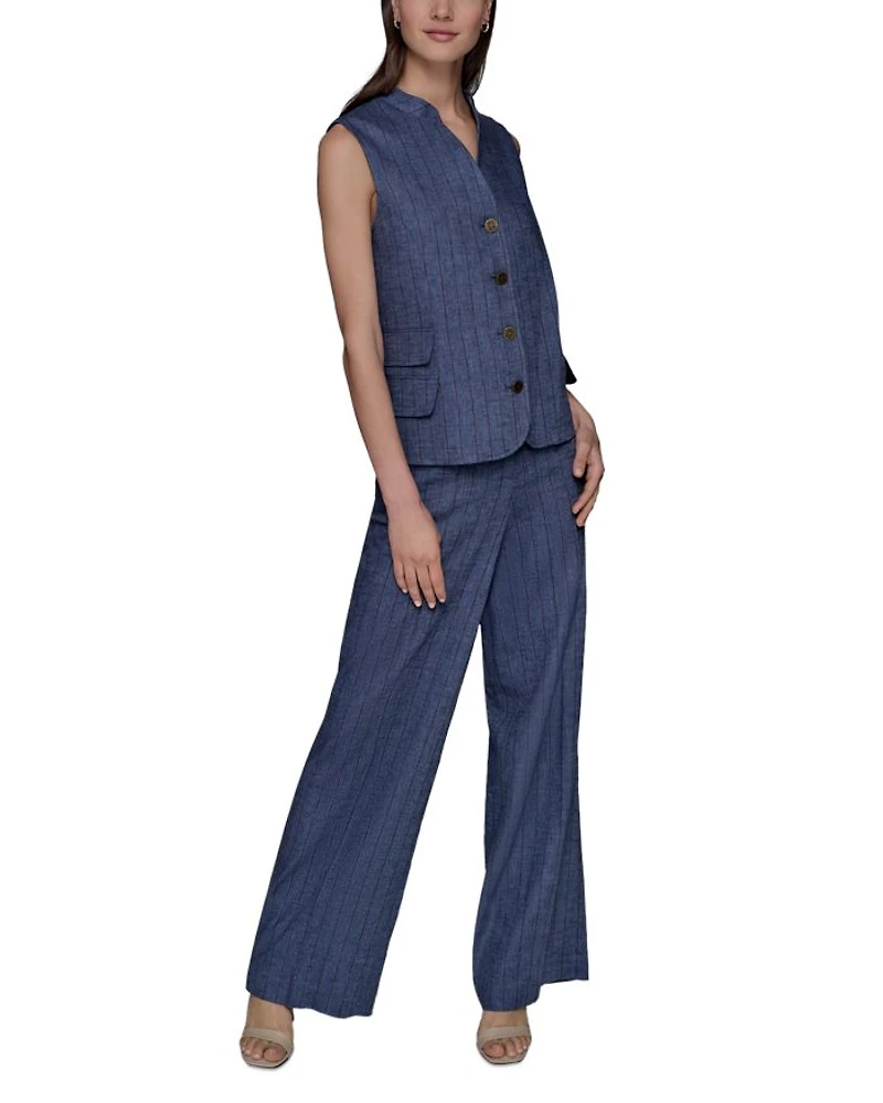 Woven Button Front Vest