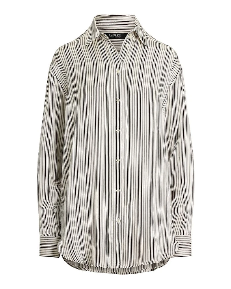 Relaxed Fit Striped Satin Shirt