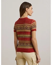 Geo Striped Short Sleeve Sweater