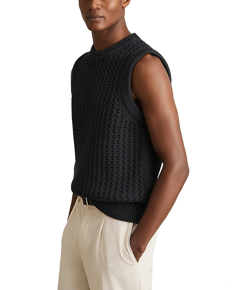 Reiss Sleeveless Crochet Vest