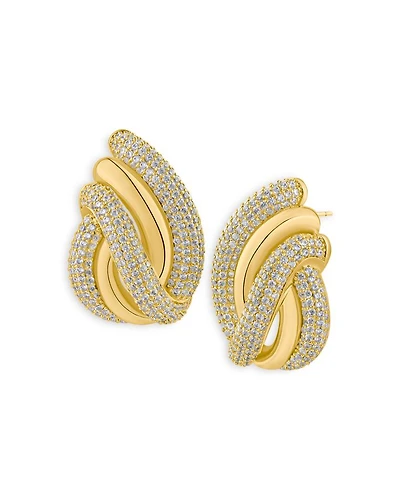 Pavé Swirl Button Earrings
