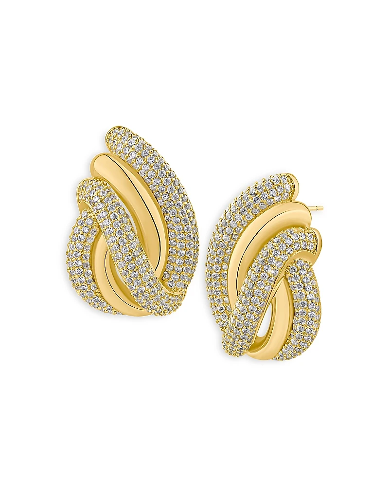 Kenneth Jay Lane Pave Swirl Button Earrings
