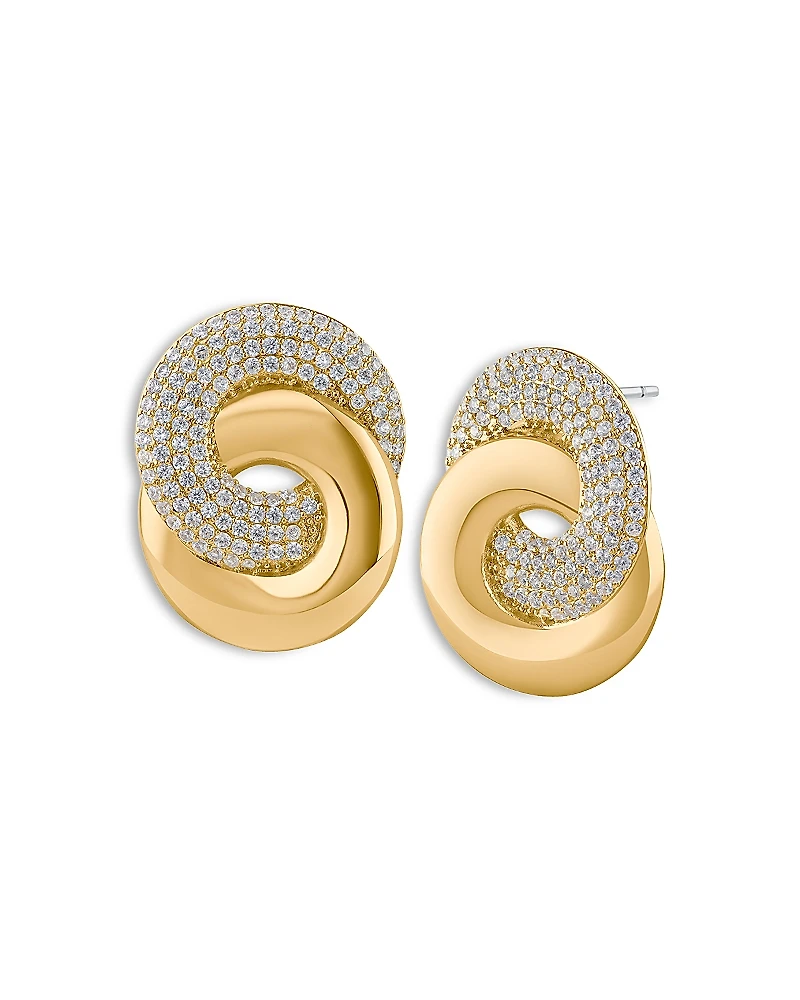 Kenneth Jay Lane Pave Interlocking Loop Drop Earrings