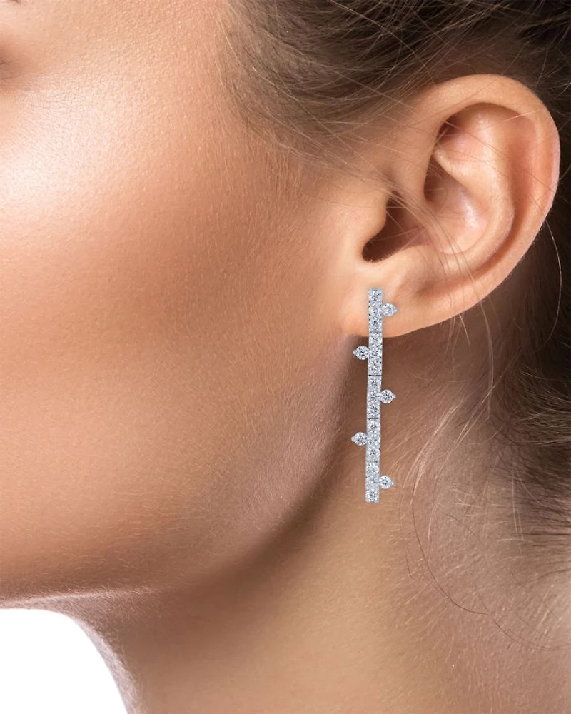 Cubic Zirconia Bar Linear Drop Earrings